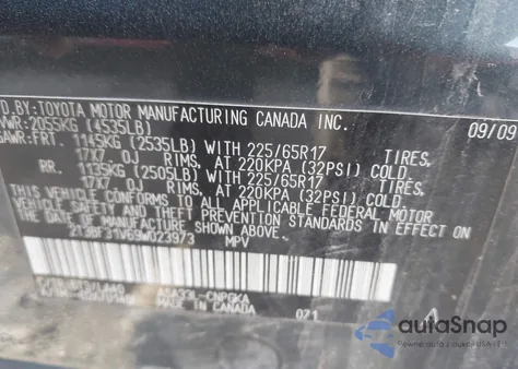 2009 Toyota Rav4 Limited из США, поврежденный, VIN 2T3BF31V69W023973